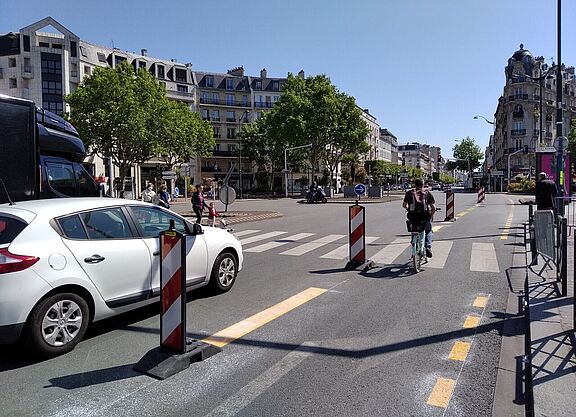 Neue Pop-up-Bike-Lane in Paris.