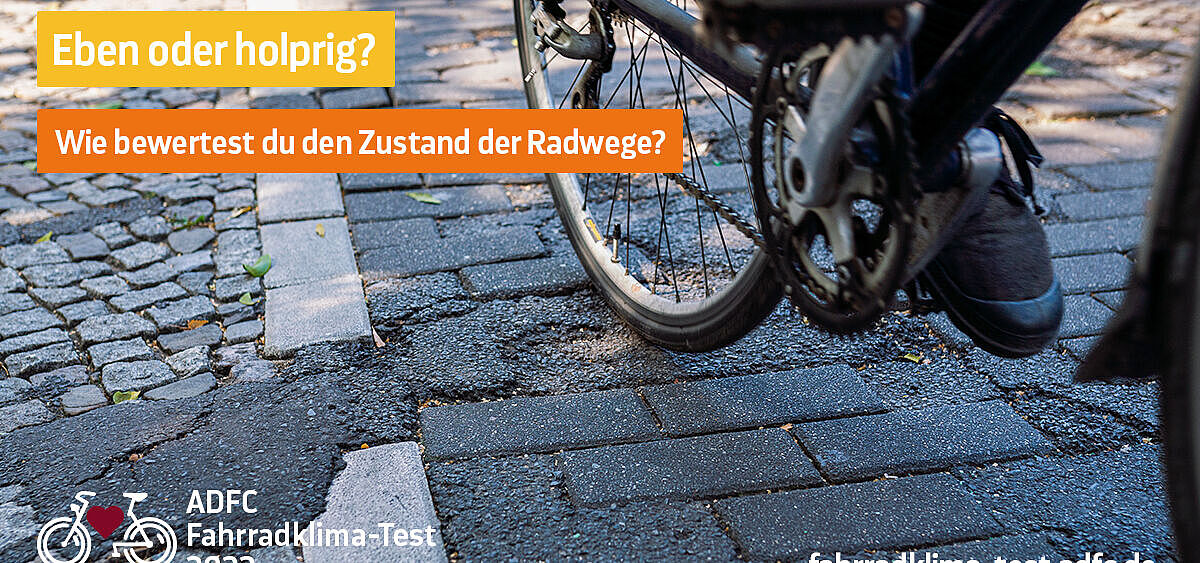 ADFC-Fahrradklima-Test 2022: Sharepic Wegequalität