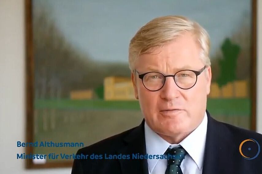 Niedersachsens Minister für Wirtschaft, Arbeit, Verkehr und Digitalisierung, Bernd Althusmann, begrüßte per Video die Gäste in der Niedersächsischen Landesvertretung in Berlin.