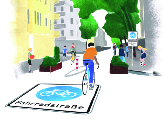 Illustration Fahrradstraße Illustration Fahrradstraße