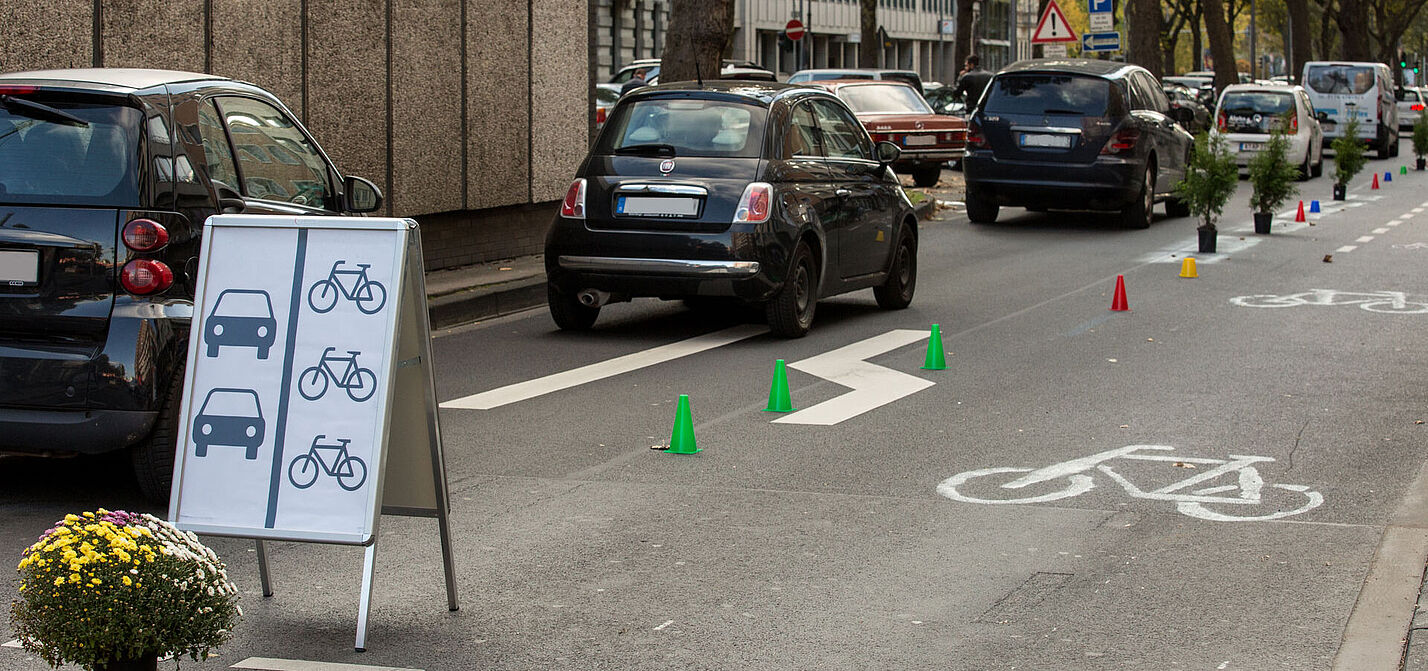 Pop-up-Bike-Lane ADFC Köln