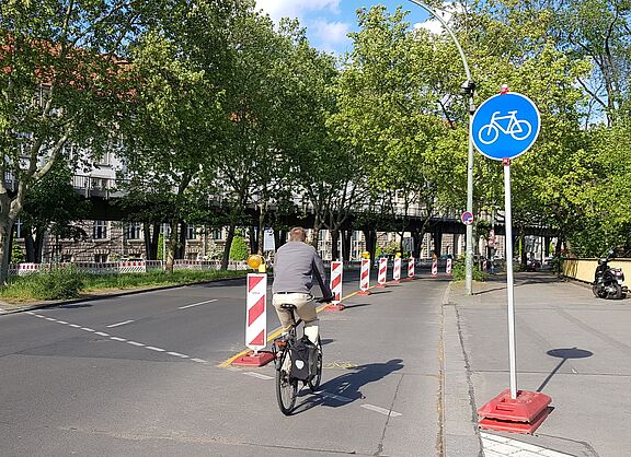 Pop-Up-Bikelane in Berlin